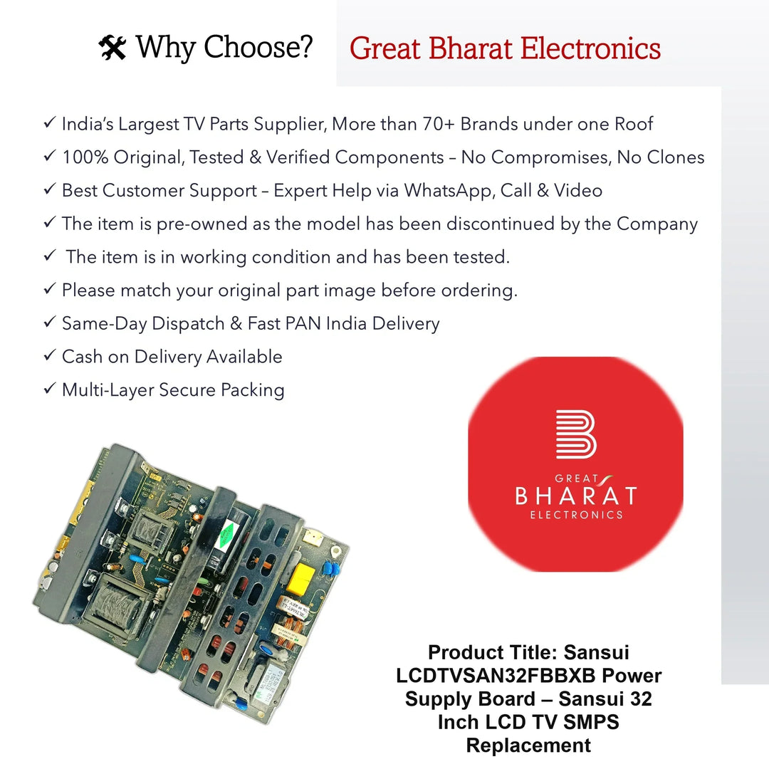 Sansui LCDTVSAN32FBBXB Power Supply Board – Sansui 32 Inch LCD TV SMPS Replacement - Great Bharat Electronics