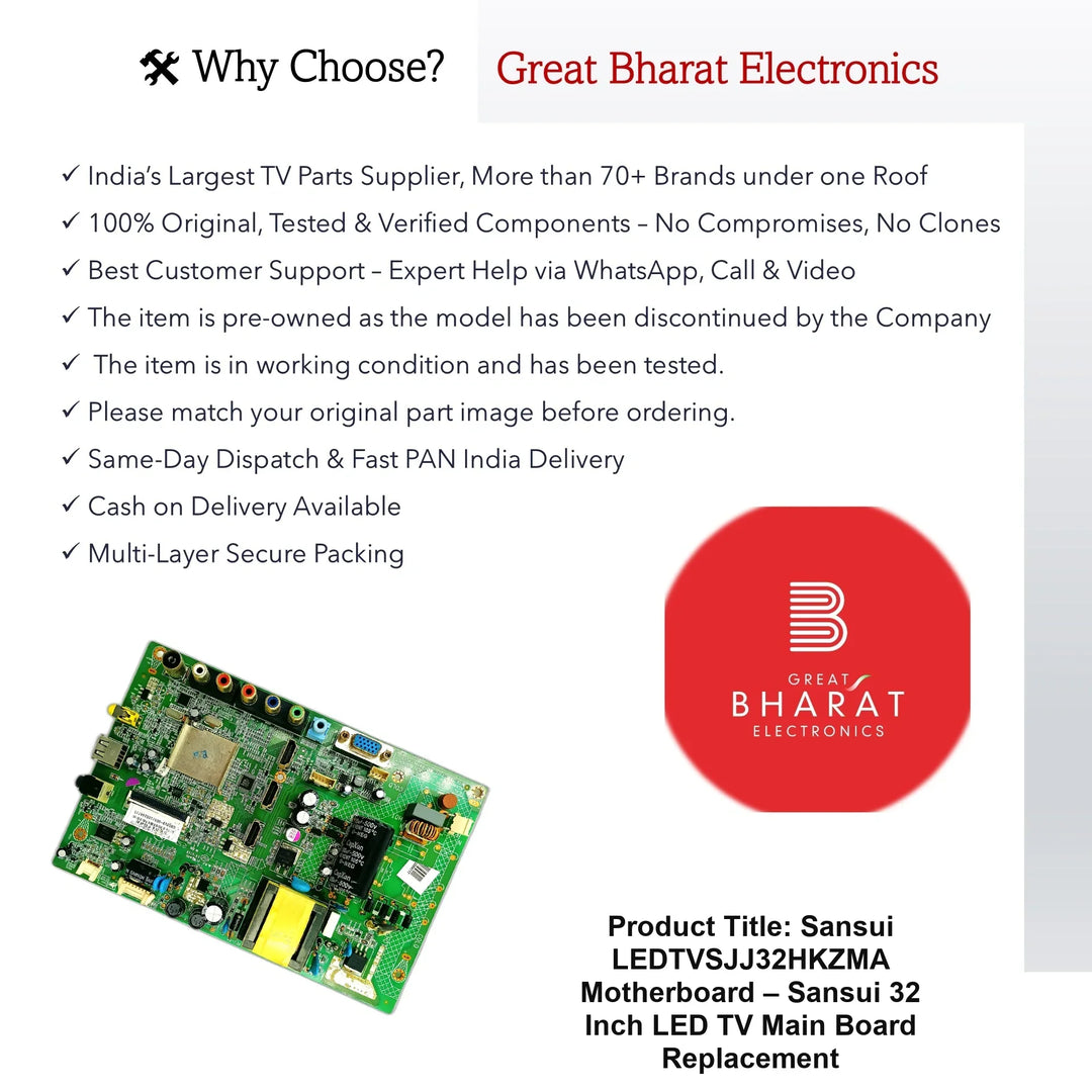 Sansui LEDTVSJJ32HKZMA Motherboard – Sansui 32 Inch LED TV Main Board Replacement - Great Bharat Electronics
