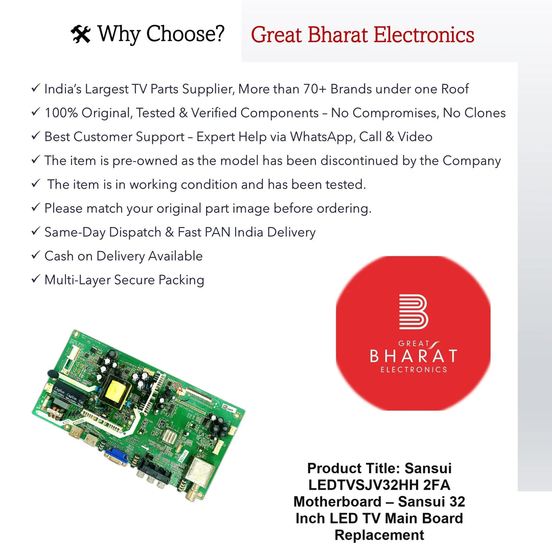 Sansui LEDTVSJV32HH-2FA Motherboard – Sansui 32 Inch LED TV Main Board Replacement - Great Bharat Electronics