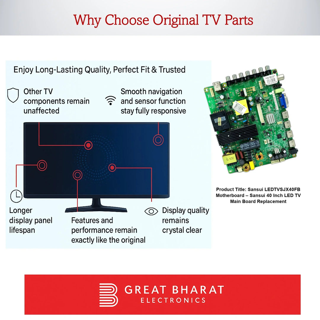 Sansui LEDTVSJX40FB Motherboard – Sansui 40 Inch LED TV Main Board Replacement - Great Bharat Electronics