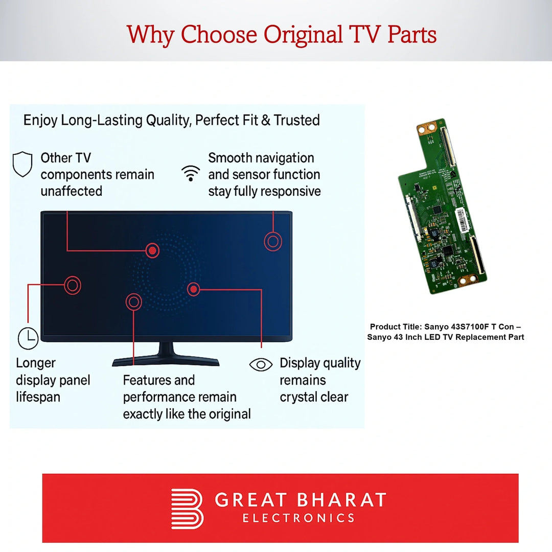 Sanyo 43S7100F T-Con Board – Sanyo 43 Inch LED TV Replacement Part - Great Bharat Electronics