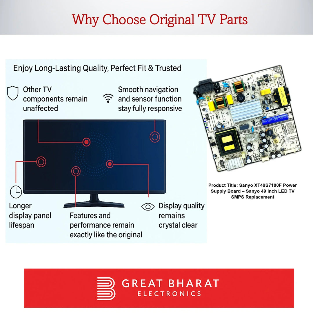 Sanyo XT49S7100F Power Supply Board – Sanyo 49 Inch LED TV SMPS Replacement - Great Bharat Electronics