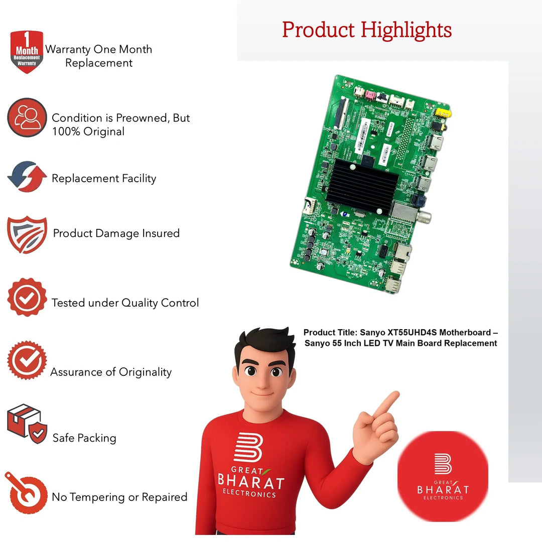 Sanyo XT55UHD4S Motherboard – Sanyo 55 Inch LED TV Main Board Replacement - Great Bharat Electronics