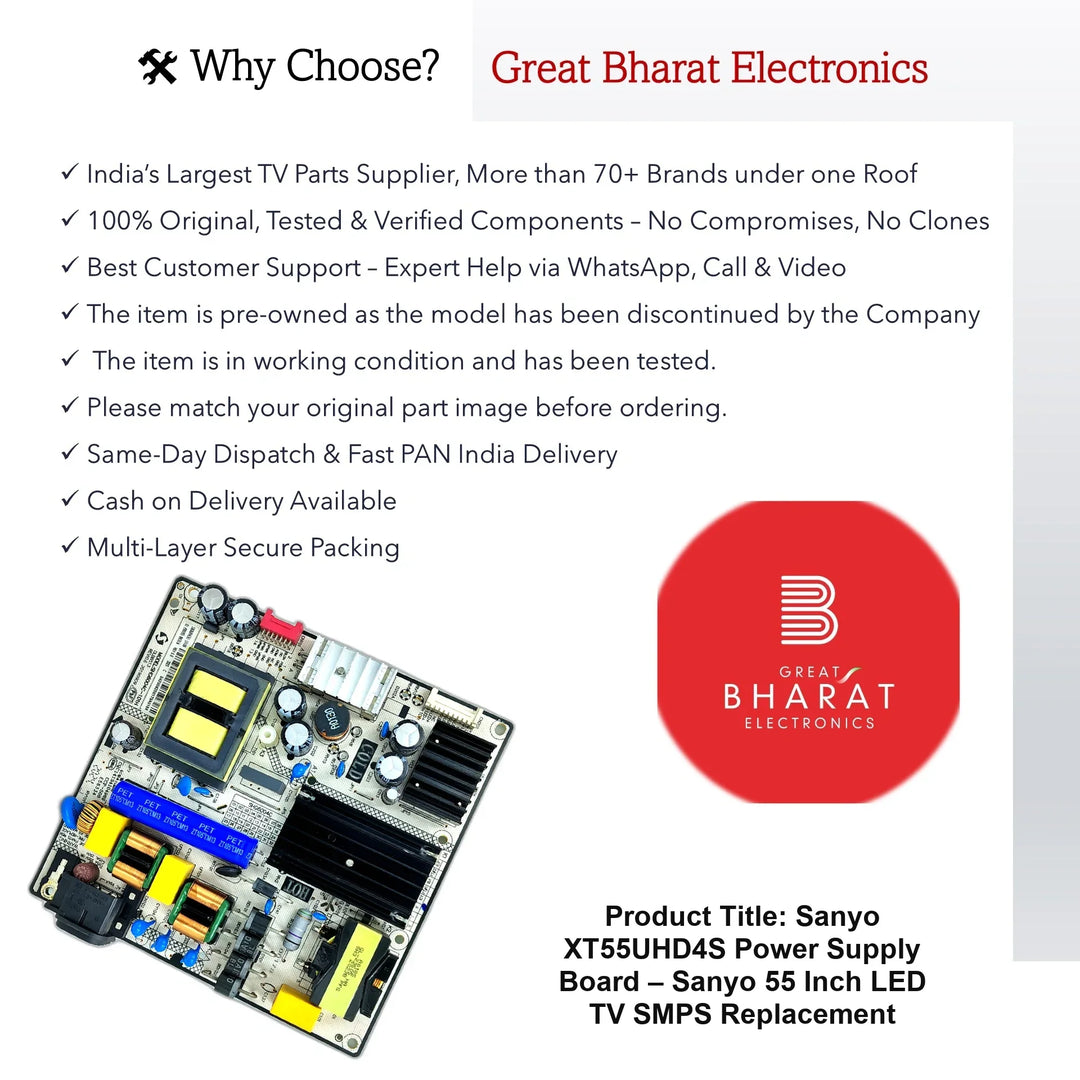 Sanyo XT55UHD4S Power Supply Board – Sanyo 55 Inch LED TV SMPS Replacement - Great Bharat Electronics