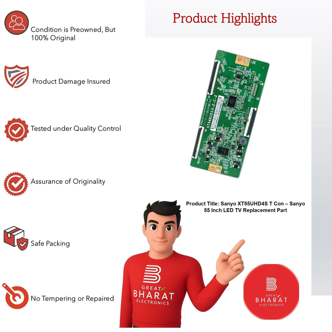 Sanyo XT55UHD4S T-Con Board – Sanyo 55 Inch LED TV Replacement Part - Great Bharat Electronics