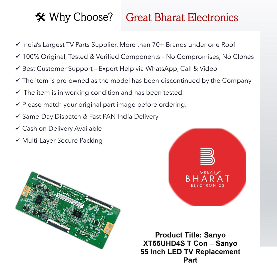 Sanyo XT55UHD4S T-Con Board – Sanyo 55 Inch LED TV Replacement Part - Great Bharat Electronics