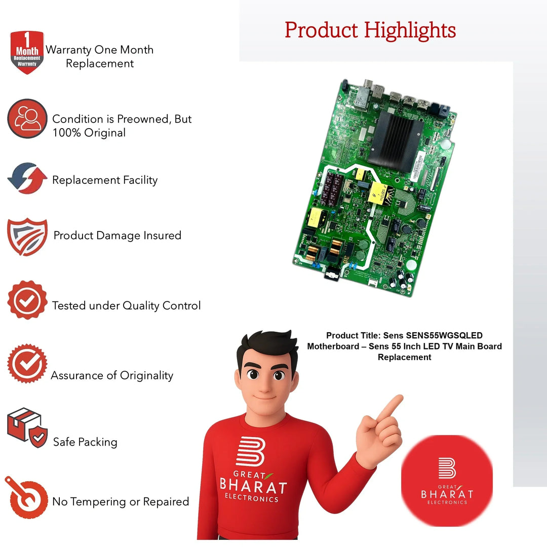 Sens SENS55WGSQLED Motherboard – Sens 55 Inch LED TV Main Board Replacement - Great Bharat Electronics