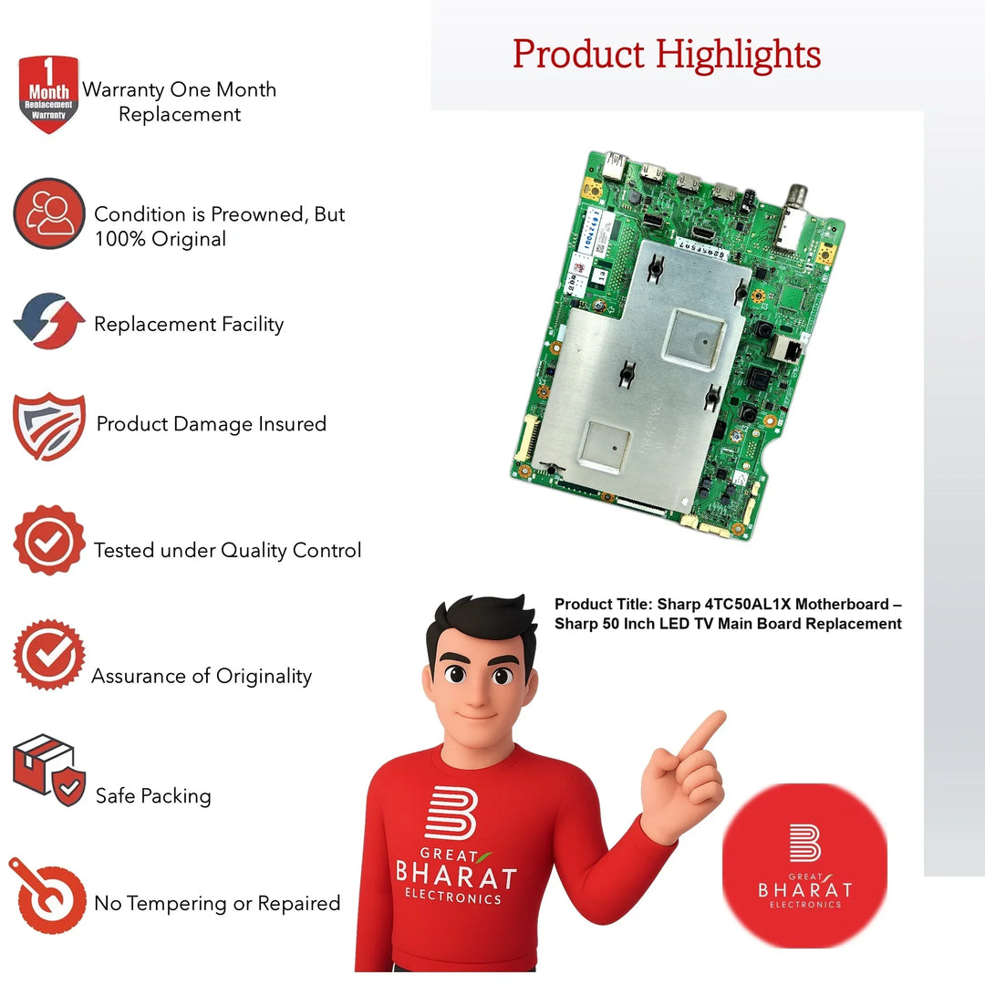 Sharp 4TC50AL1X Motherboard – Sharp 50 Inch LED TV Main Board Replacement - Great Bharat Electronics