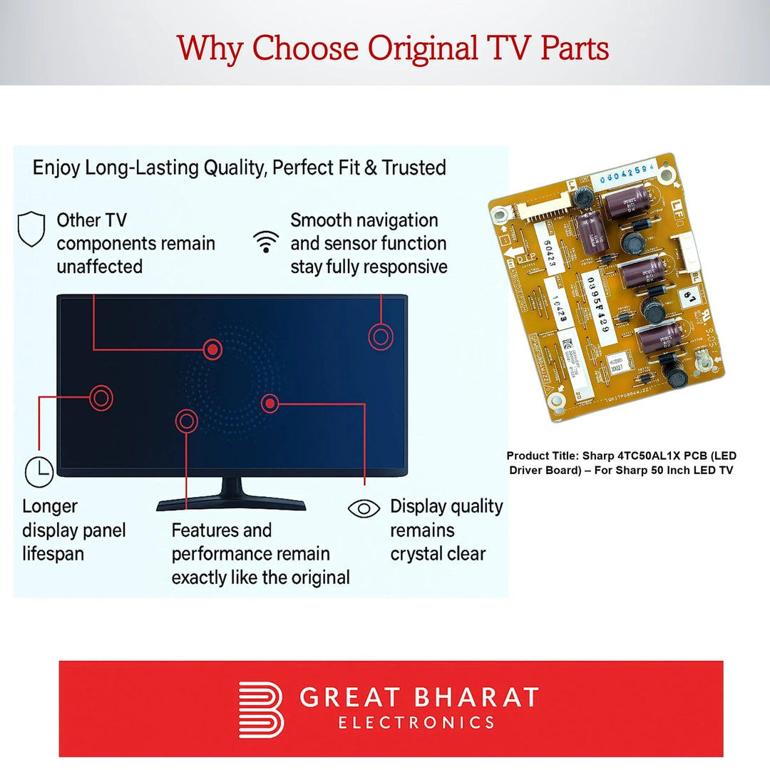 Sharp 4TC50AL1X PCB (LED Driver Board) – For Sharp 50 Inch LED TV - Great Bharat Electronics