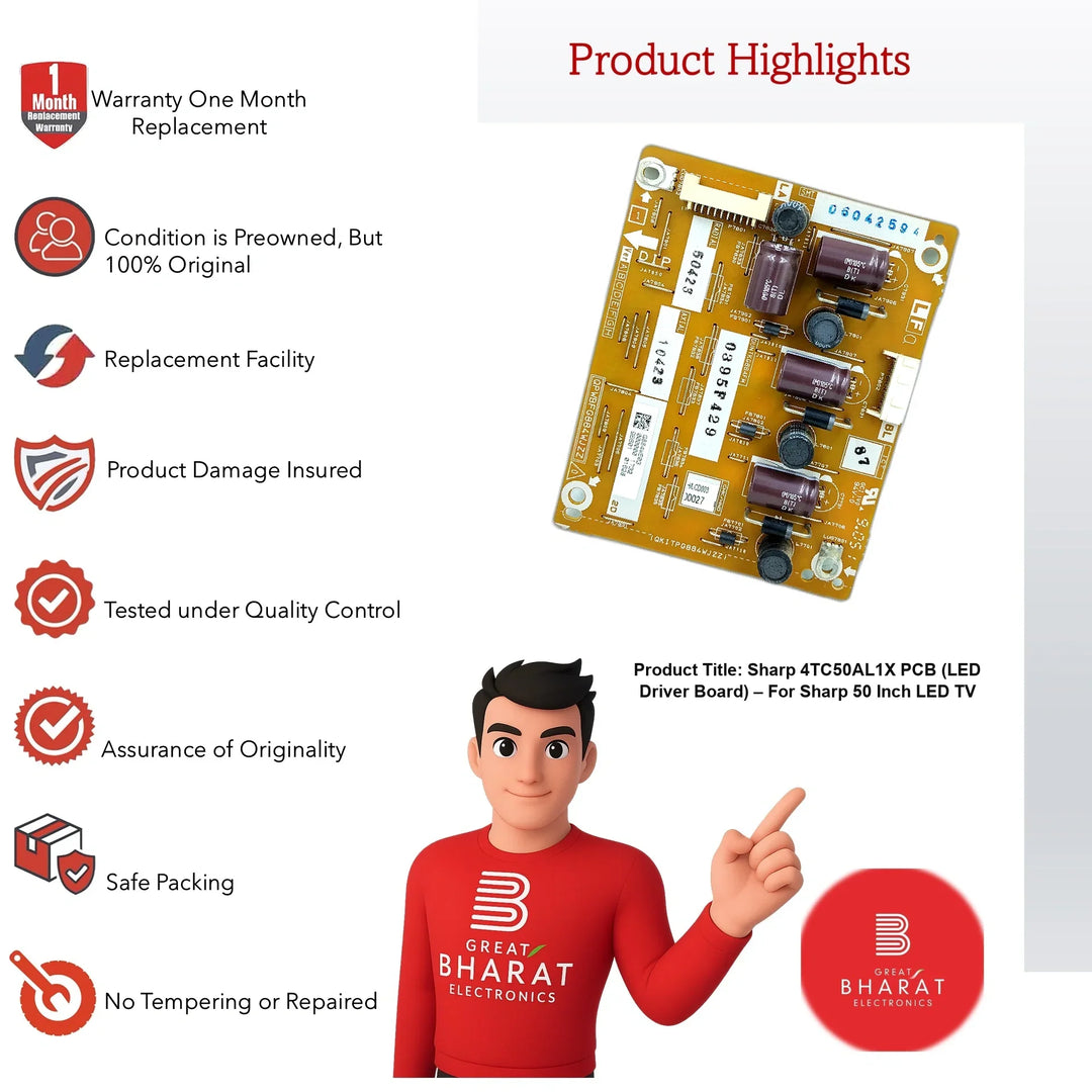 Sharp 4TC50AL1X PCB (LED Driver Board) – For Sharp 50 Inch LED TV - Great Bharat Electronics