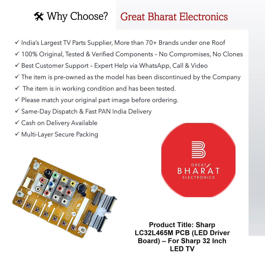 Sharp LC32L465M PCB (LED Driver Board) – For Sharp 32 Inch LED TV - Great Bharat Electronics