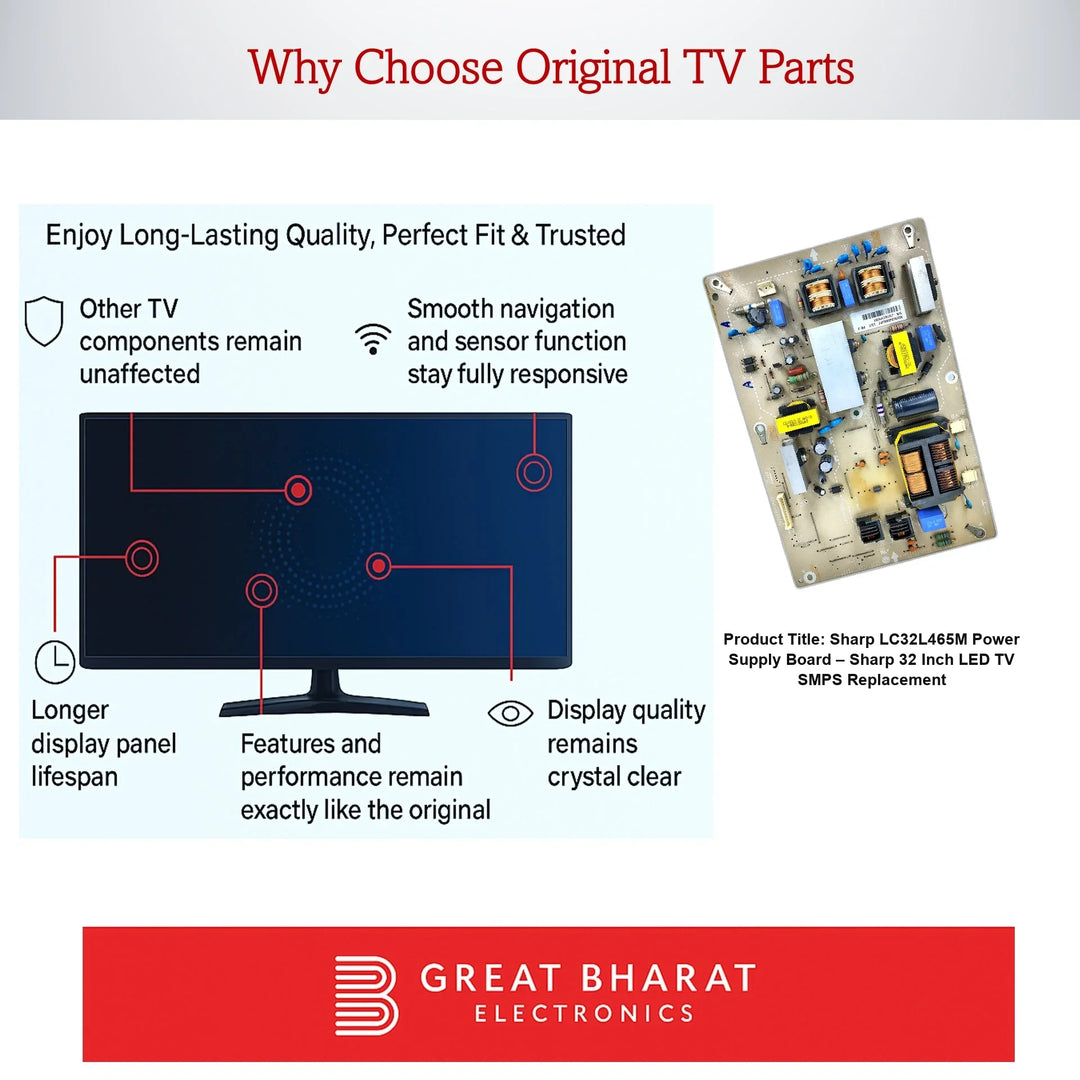 Sharp LC32L465M Power Supply Board – Sharp 32 Inch LED TV SMPS Replacement - Great Bharat Electronics