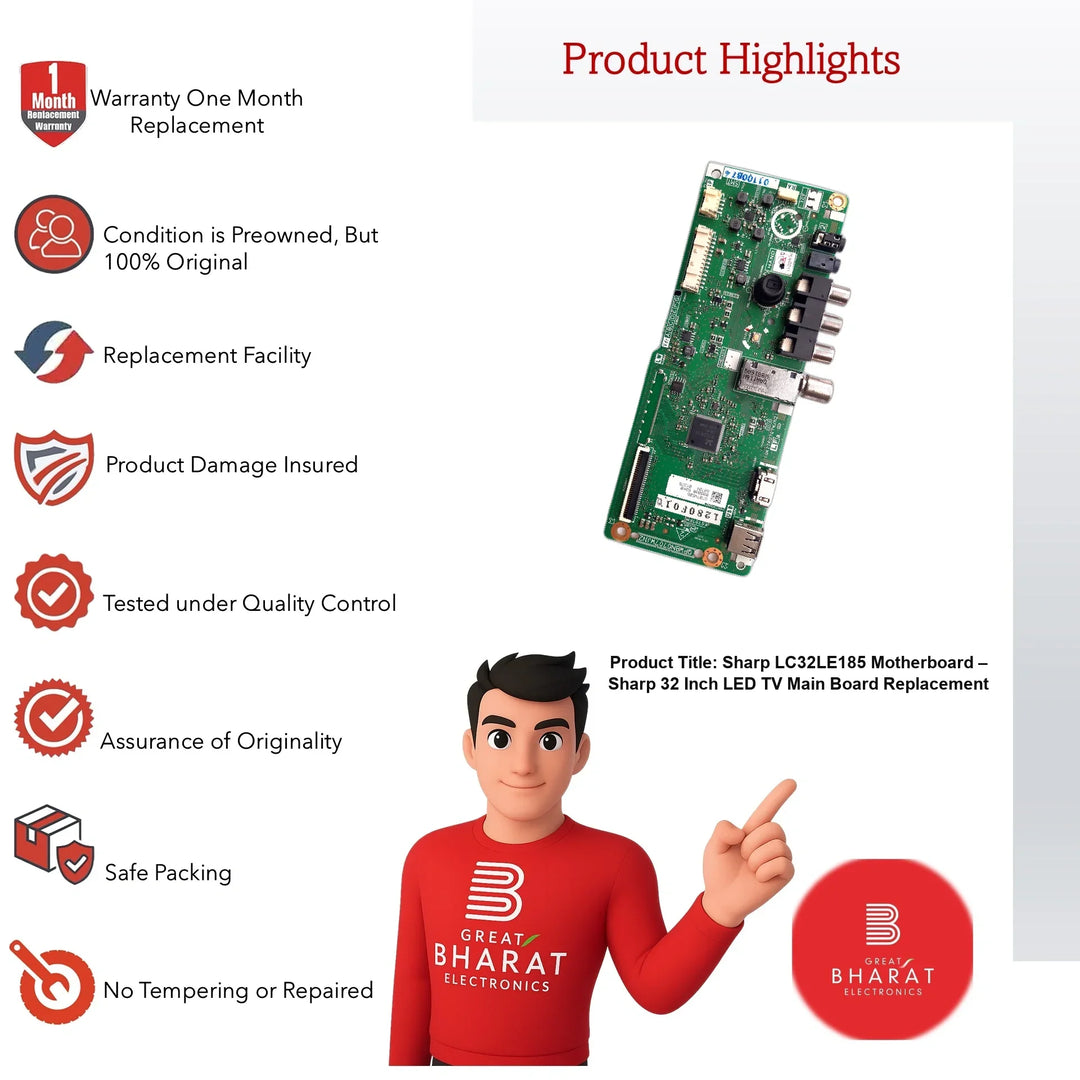 Sharp LC32LE185 Motherboard – Sharp 32 Inch LED TV Main Board Replacement - Great Bharat Electronics