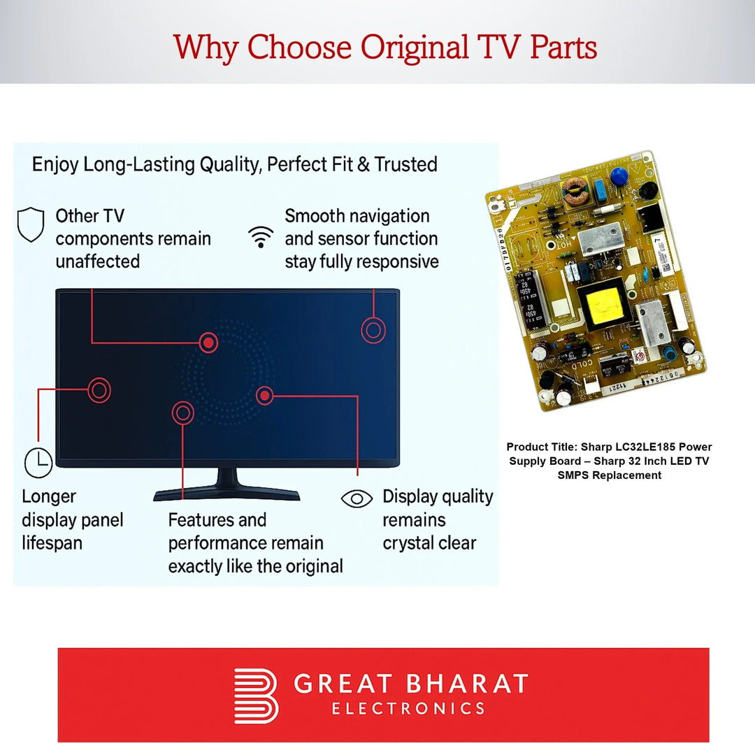 Sharp LC32LE185 Power Supply Board – Sharp 32 Inch LED TV SMPS Replacement - Great Bharat Electronics
