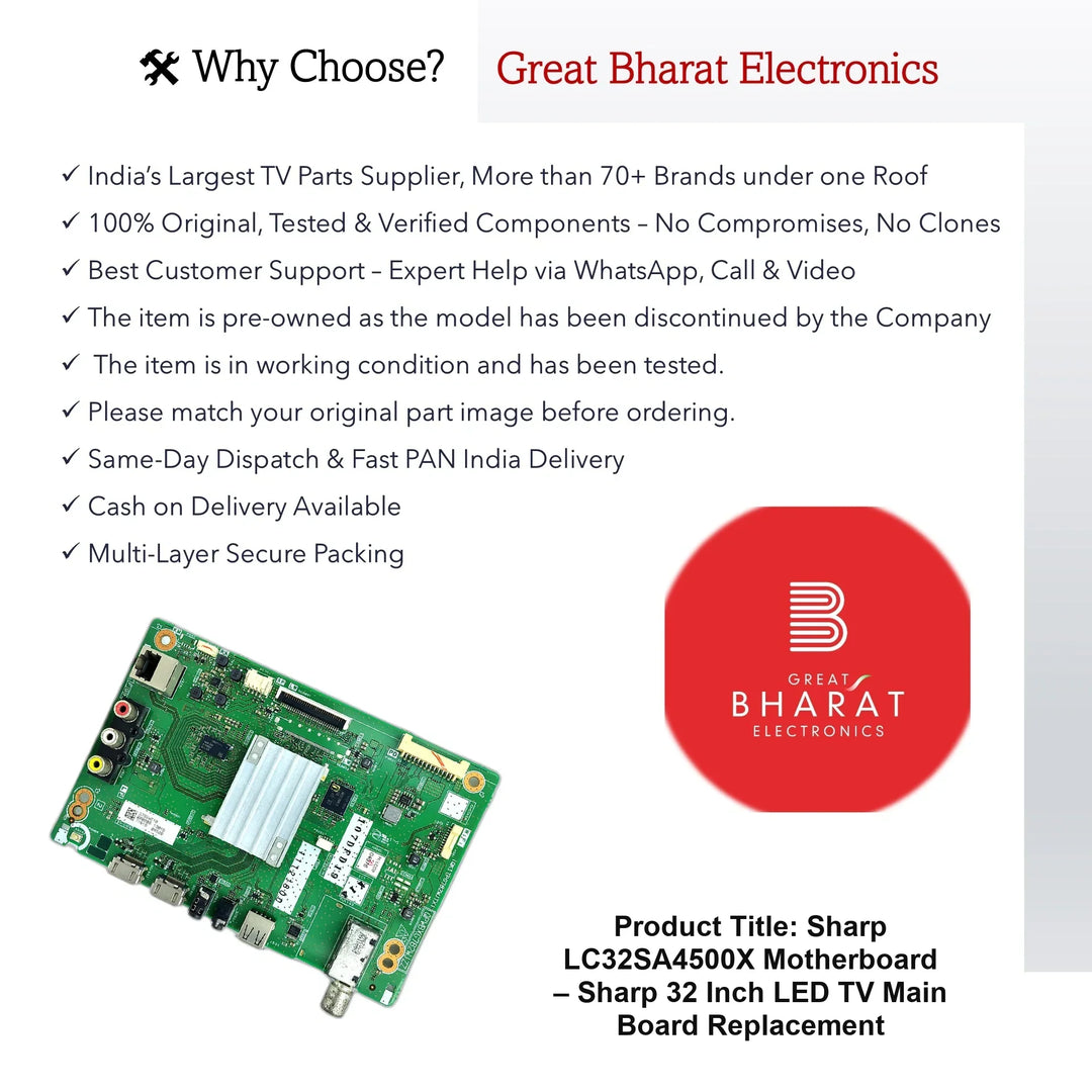 Sharp LC32SA4500X Motherboard – Sharp 32 Inch LED TV Main Board Replacement - Great Bharat Electronics