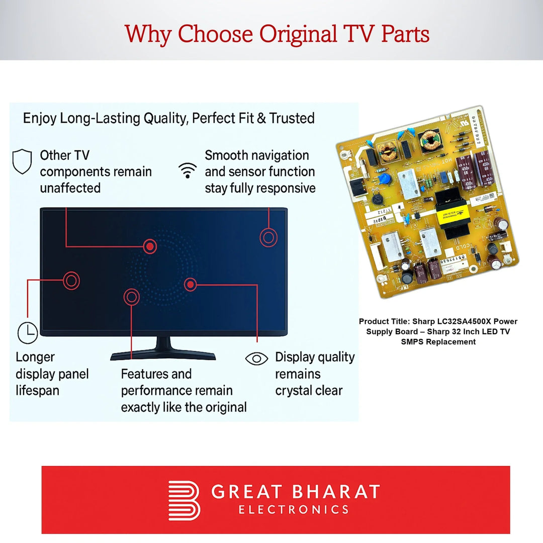 Sharp LC32SA4500X Power Supply Board – Sharp 32 Inch LED TV SMPS Replacement - Great Bharat Electronics