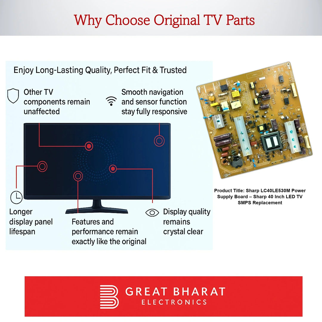 Sharp LC40LE530M Power Supply Board – Sharp 40 Inch LED TV SMPS Replacement - Great Bharat Electronics