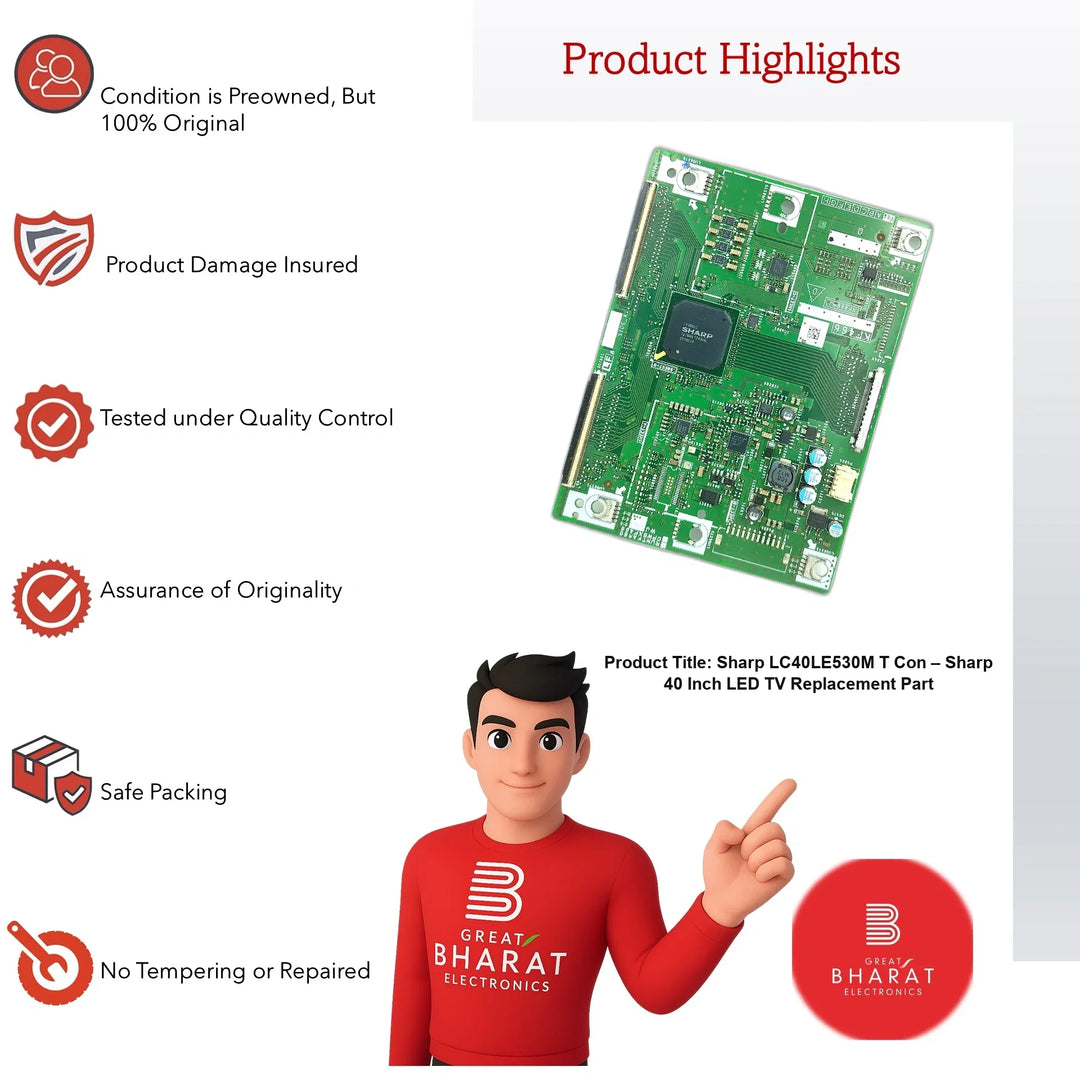 Sharp LC40LE530M T-Con Board – Sharp 40 Inch LED TV Replacement Part - Great Bharat Electronics
