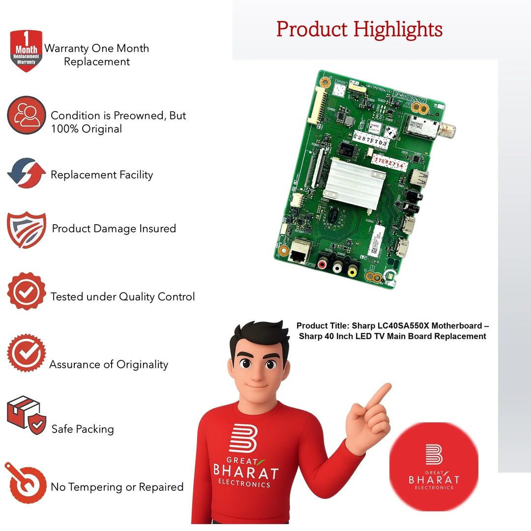 Sharp LC40SA550X Motherboard – Sharp 40 Inch LED TV Main Board Replacement - Great Bharat Electronics