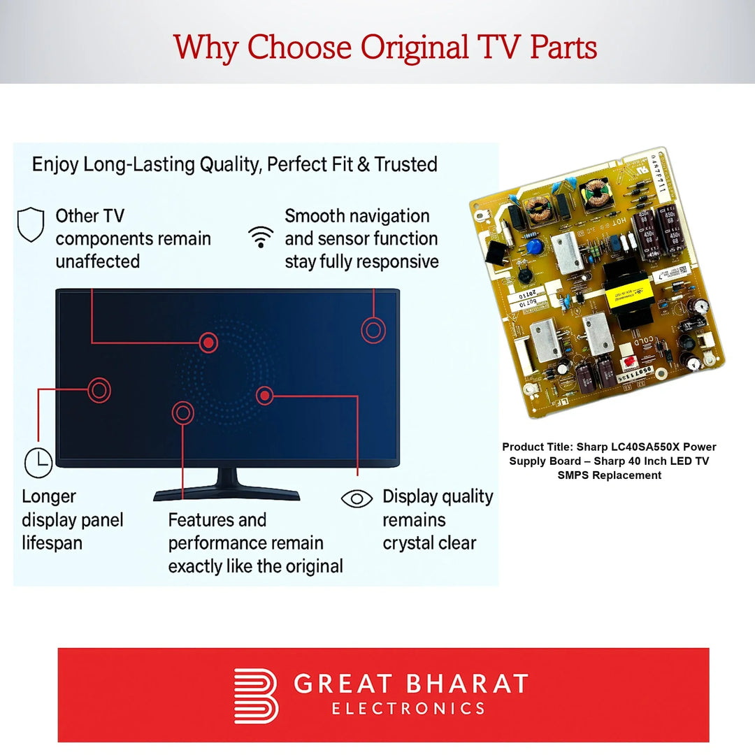 Sharp LC40SA550X Power Supply Board – Sharp 40 Inch LED TV SMPS Replacement - Great Bharat Electronics