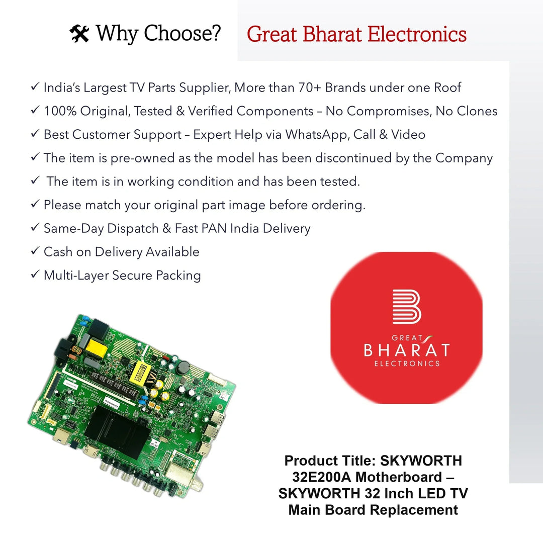 SKYWORTH 32E200A Motherboard – SKYWORTH 32 Inch LED TV Main Board Replacement - Great Bharat Electronics