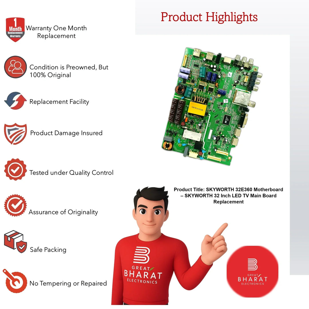SKYWORTH 32E360 Motherboard – SKYWORTH 32 Inch LED TV Main Board Replacement - Great Bharat Electronics