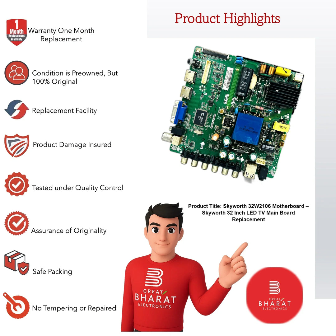 Skyworth 32W2106 Motherboard – Skyworth 32 Inch LED TV Main Board Replacement - Great Bharat Electronics