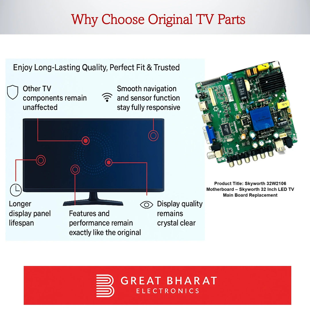 Skyworth 32W2106 Motherboard – Skyworth 32 Inch LED TV Main Board Replacement - Great Bharat Electronics