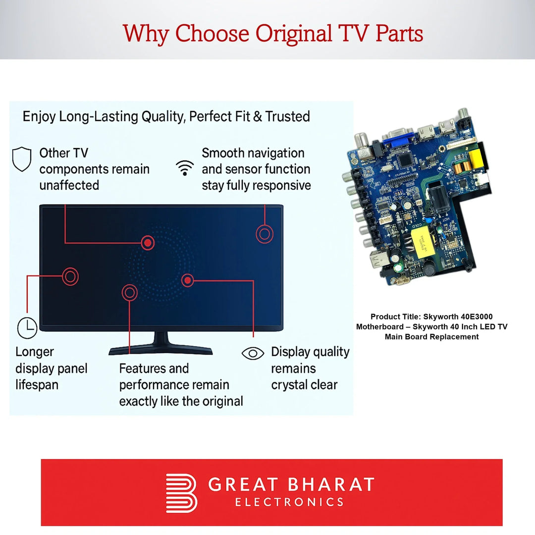 Skyworth 40E3000 Motherboard – Skyworth 40 Inch LED TV Main Board Replacement - Great Bharat Electronics