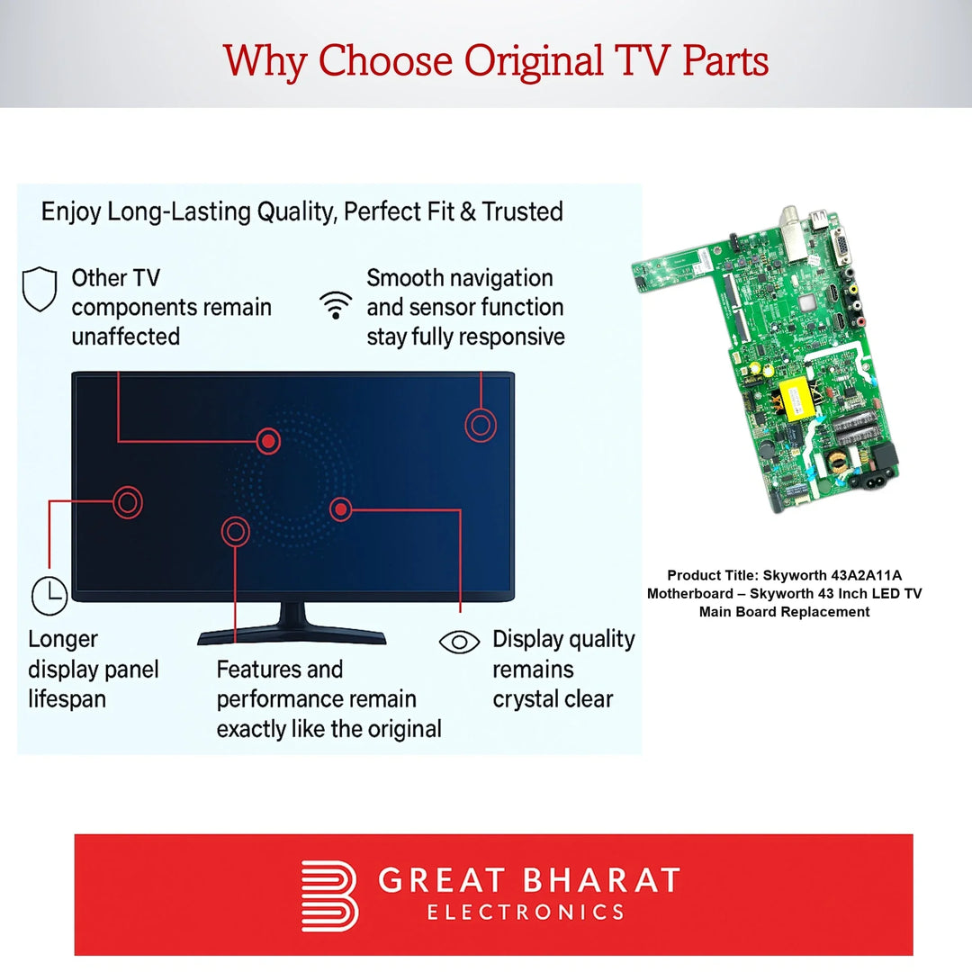Skyworth 43A2A11A Motherboard – Skyworth 43 Inch LED TV Main Board Replacement - Great Bharat Electronics
