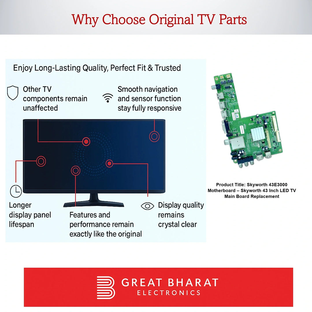 Skyworth 43E3000 Motherboard – Skyworth 43 Inch LED TV Main Board Replacement - Great Bharat Electronics