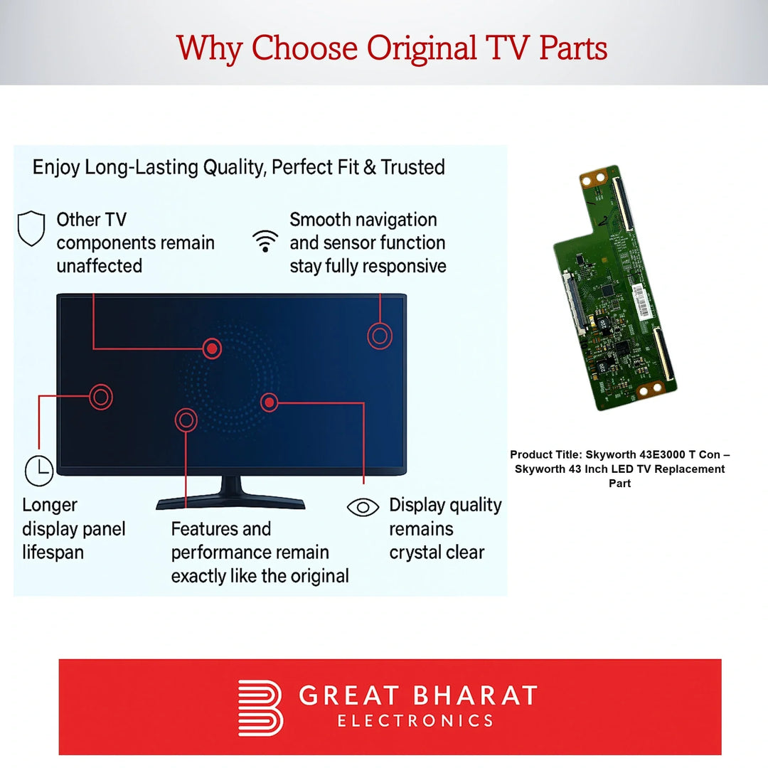 Skyworth 43E3000 T-Con Board – Skyworth 43 Inch LED TV Replacement Part - Great Bharat Electronics