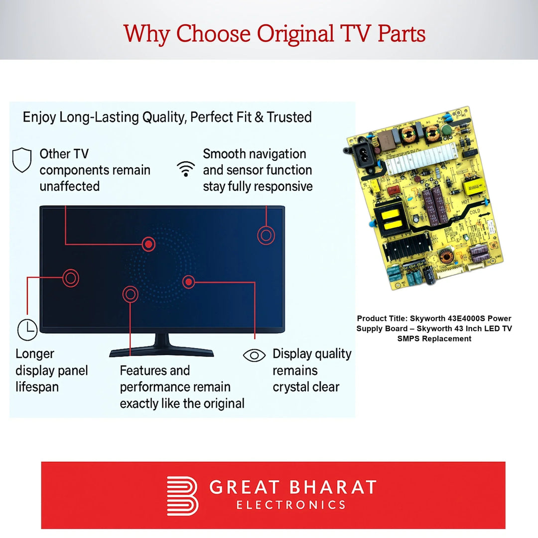 Skyworth 43E4000S Power Supply Board – Skyworth 43 Inch LED TV SMPS Replacement - Great Bharat Electronics