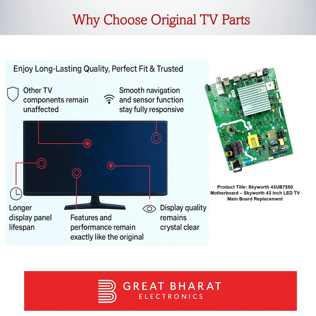 Skyworth 43UB7550 Motherboard – Skyworth 43 Inch LED TV Main Board Replacement - Great Bharat Electronics