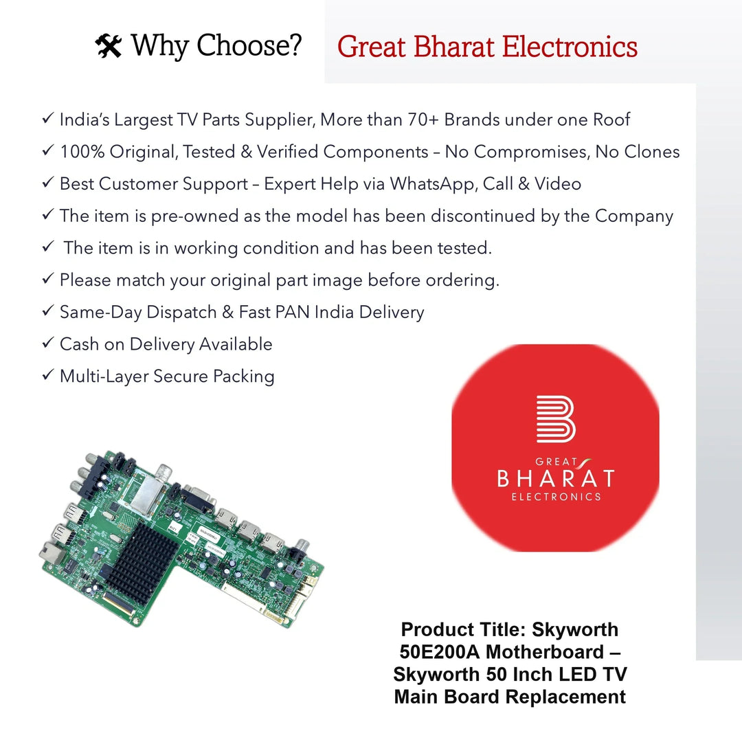 Skyworth 50E200A Motherboard – Skyworth 50 Inch LED TV Main Board Replacement - Great Bharat Electronics