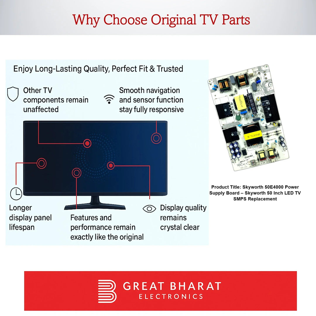 Skyworth 50E4000 Power Supply Board – Skyworth 50 Inch LED TV SMPS Replacement - Great Bharat Electronics