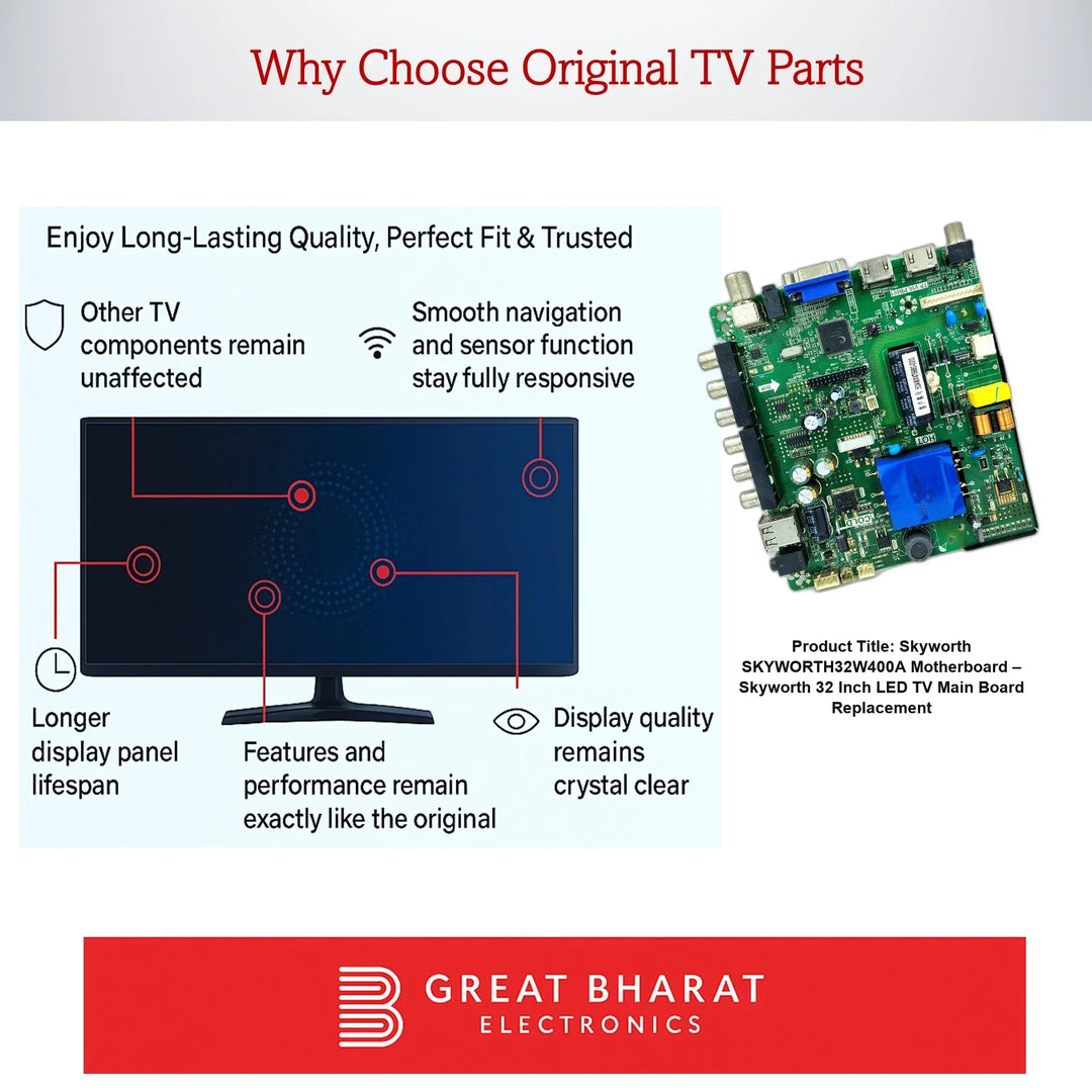 Skyworth SKYWORTH32W400A Motherboard – Skyworth 32 Inch LED TV Main Board Replacement - Great Bharat Electronics