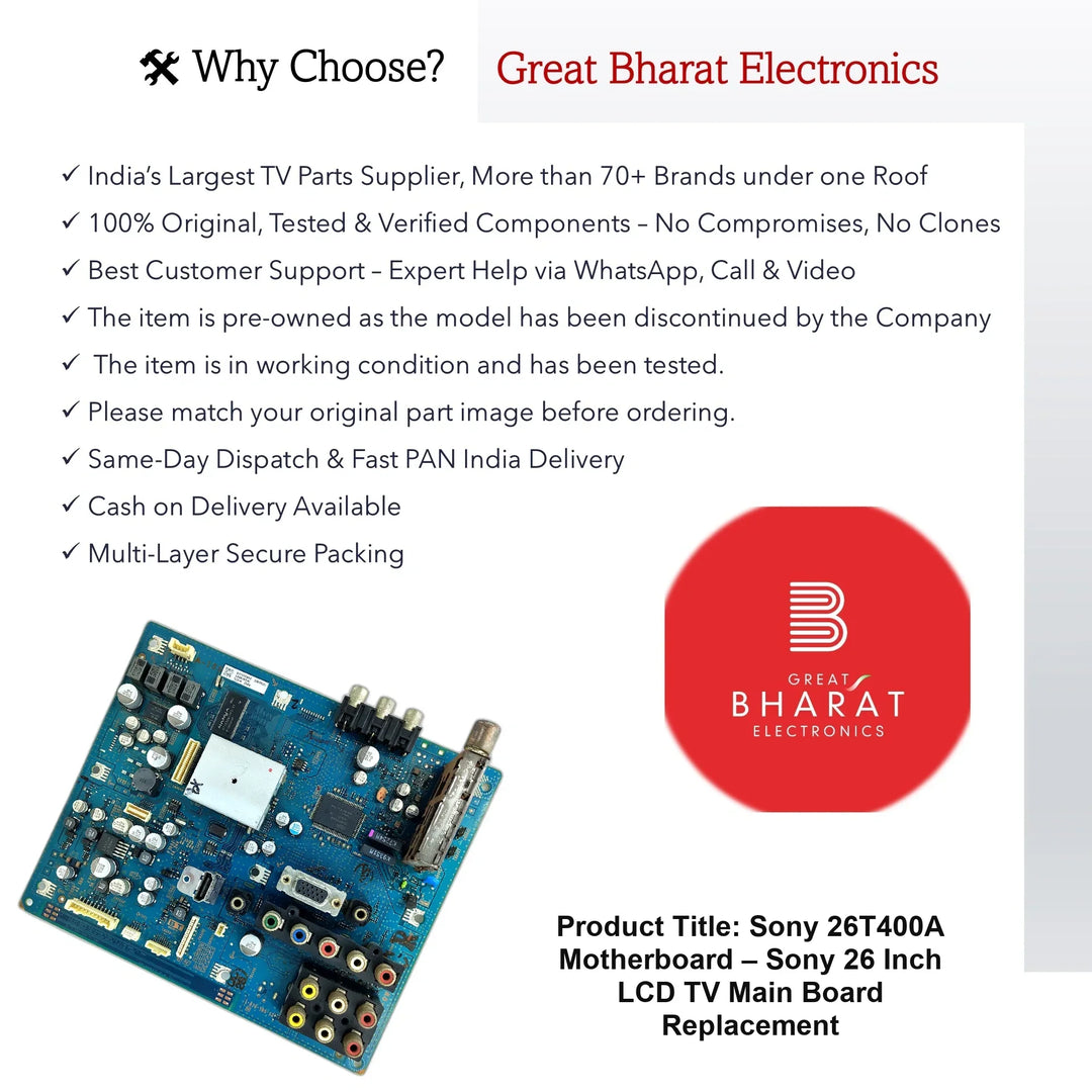 Sony 26T400A Motherboard – Sony 26 Inch LCD TV Main Board Replacement - Great Bharat Electronics