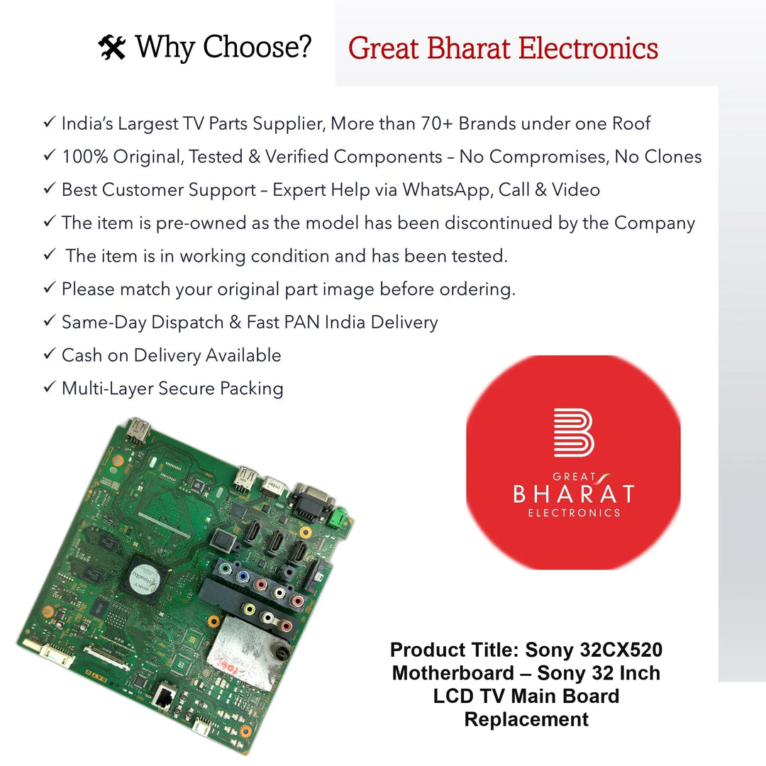 Sony 32CX520 Motherboard – Sony 32 Inch LCD TV Main Board Replacement - Great Bharat Electronics