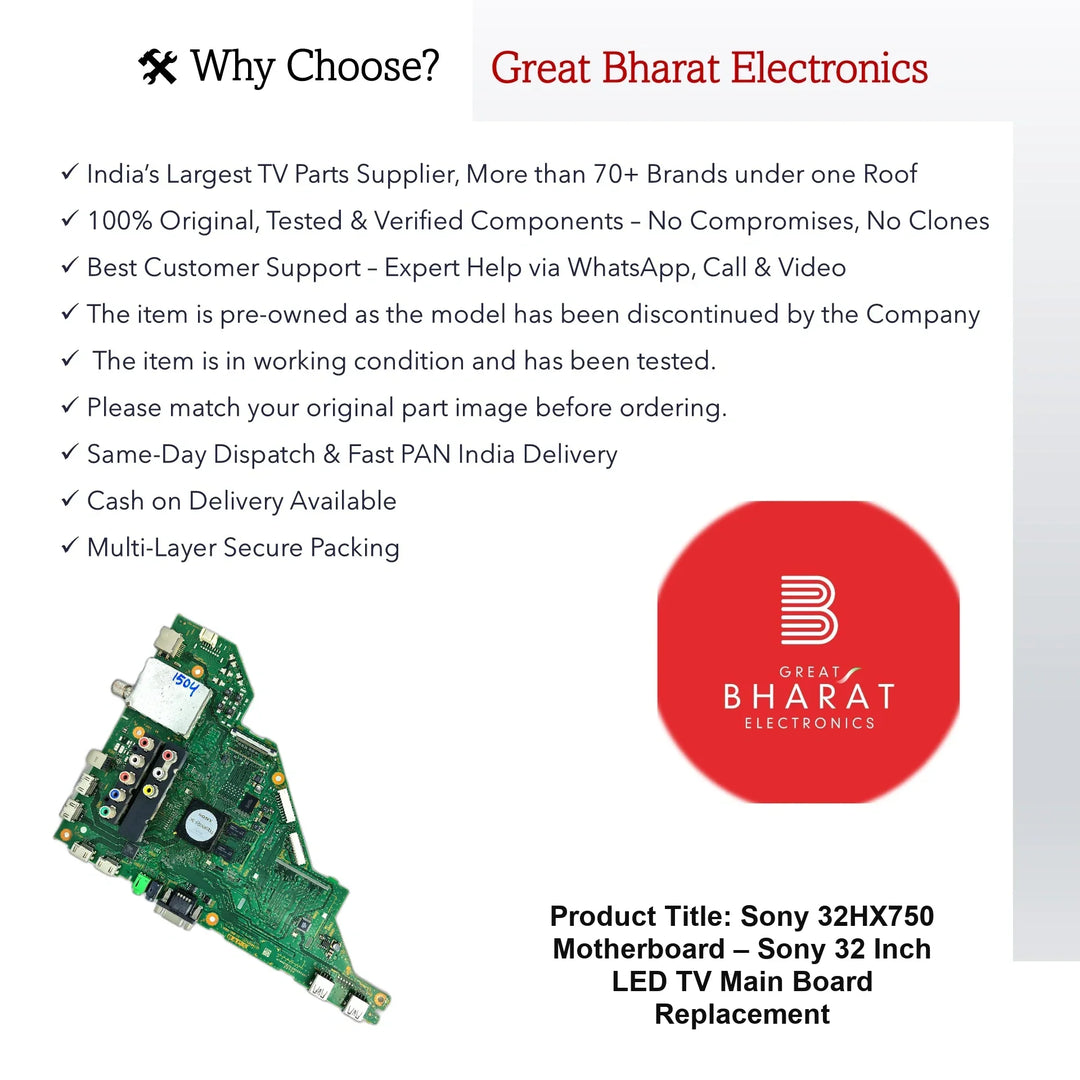 Sony 32HX750 Motherboard – Sony 32 Inch LED TV Main Board Replacement - Great Bharat Electronics