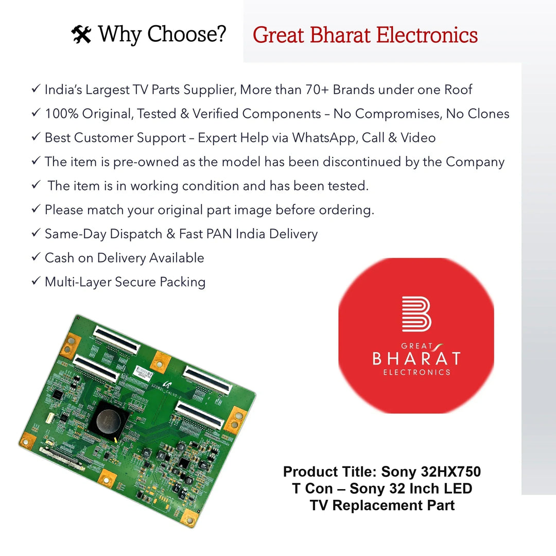 Sony 32HX750 T-Con Board – Sony 32 Inch LED TV Replacement Part - Great Bharat Electronics