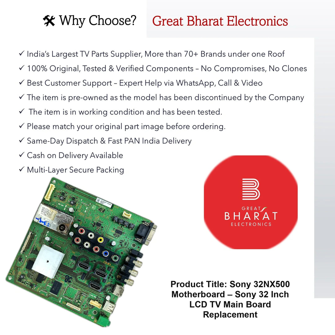 Sony 32NX500 Motherboard – Sony 32 Inch LCD TV Main Board Replacement - Great Bharat Electronics