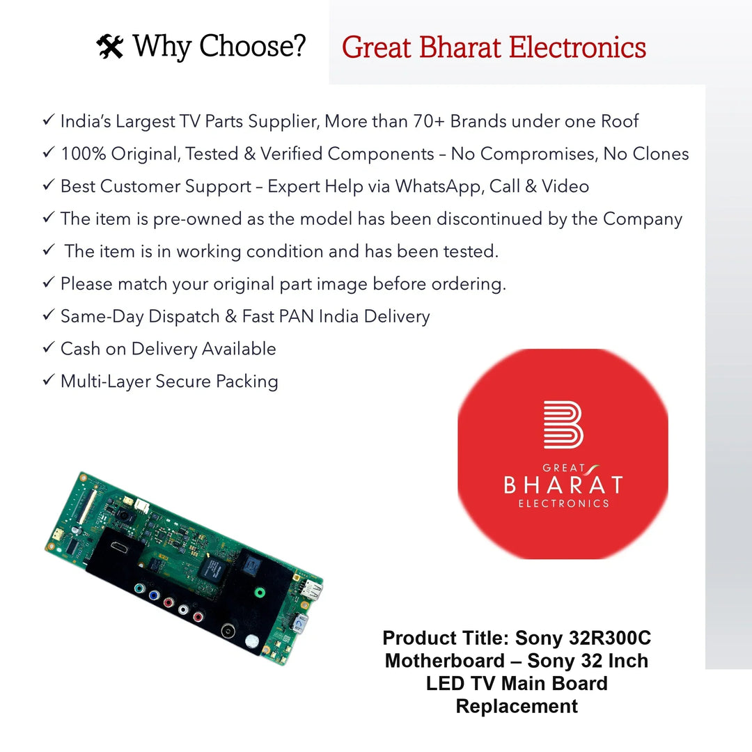 Sony 32R300C Motherboard – Sony 32 Inch LED TV Main Board Replacement - Great Bharat Electronics