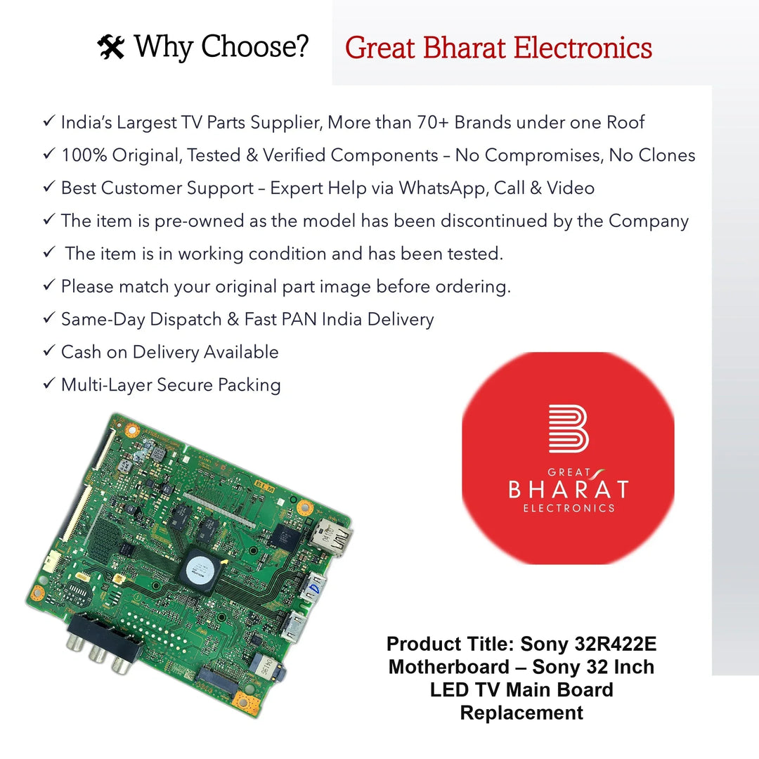 Sony 32R422E Motherboard – Sony 32 Inch LED TV Main Board Replacement - Great Bharat Electronics
