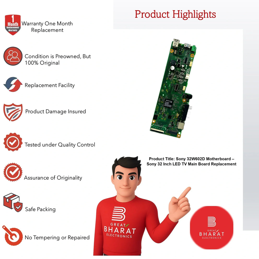 Sony 32W602D Motherboard – Sony 32 Inch LED TV Main Board Replacement - Great Bharat Electronics