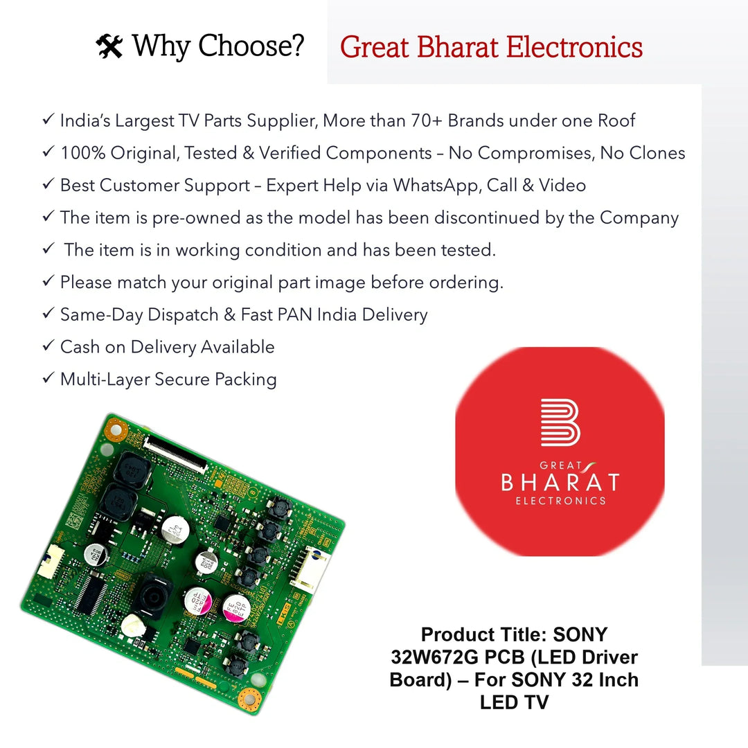Sony 32W672G PCB (LED Driver Board) – For Sony 32 Inch LED TV - Great Bharat Electronics