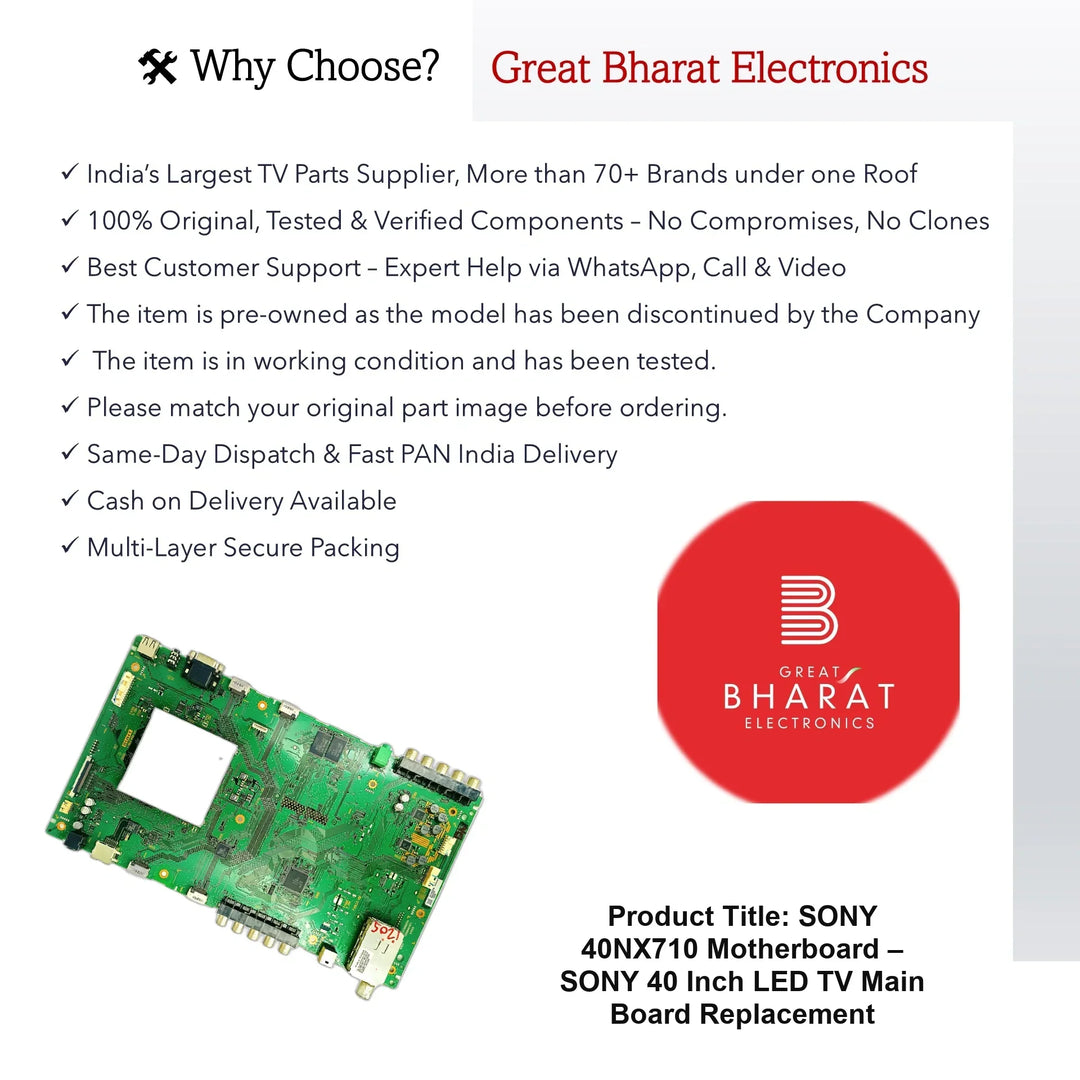 Sony 40NX710 Motherboard – Sony 40 Inch LED TV Main Board Replacement - Great Bharat Electronics