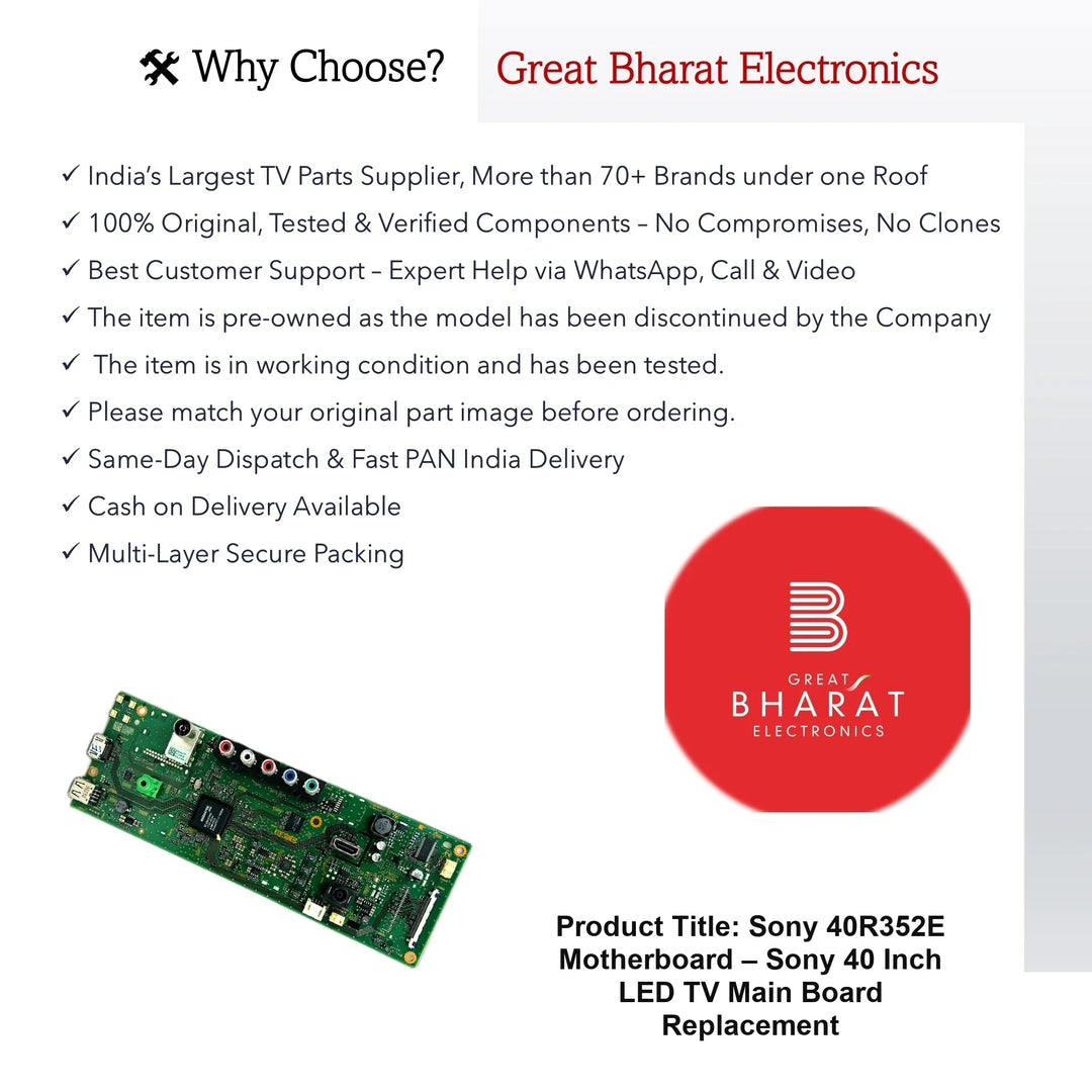 Sony 40R352E Motherboard – Sony 40 Inch LED TV Main Board Replacement - Great Bharat Electronics