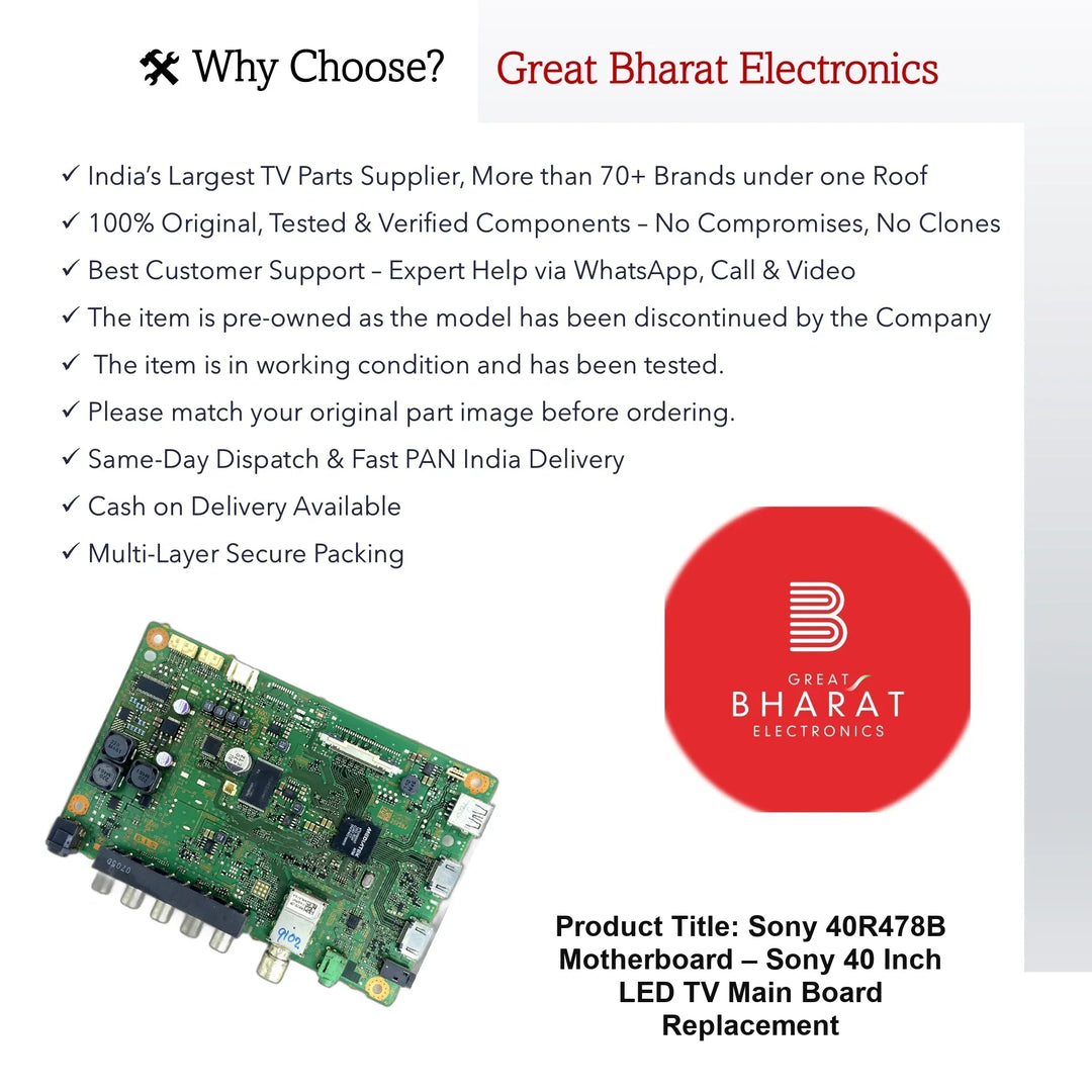 Sony 40R478B Motherboard – Sony 40 Inch LED TV Main Board Replacement - Great Bharat Electronics