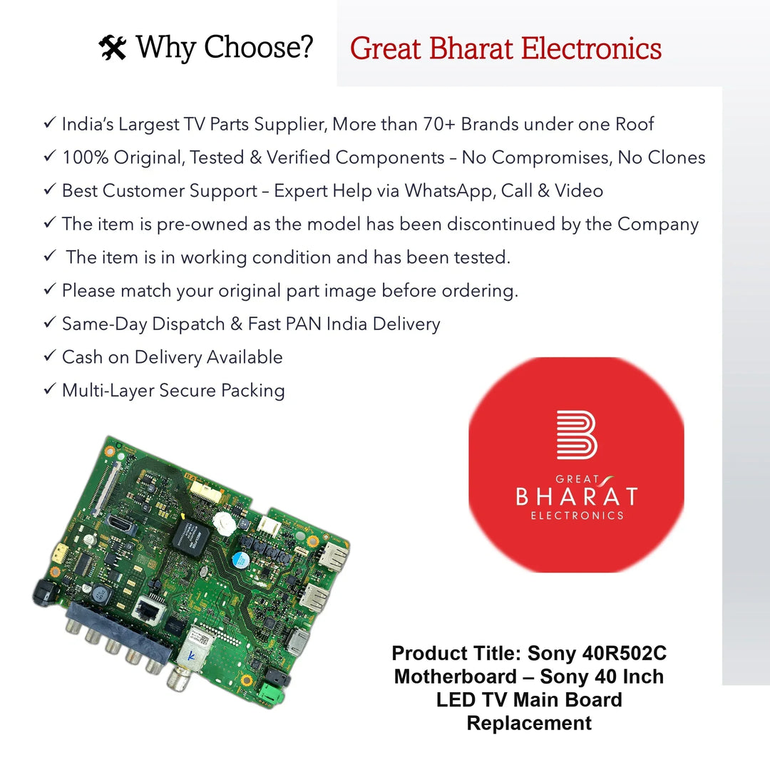 Sony 40R502C Motherboard – Sony 40 Inch LED TV Main Board Replacement - Great Bharat Electronics